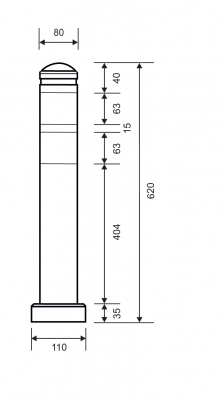 Flexi-Poller mit Flachkopf, elastisch und anfahrbar, Ø 80 mm
